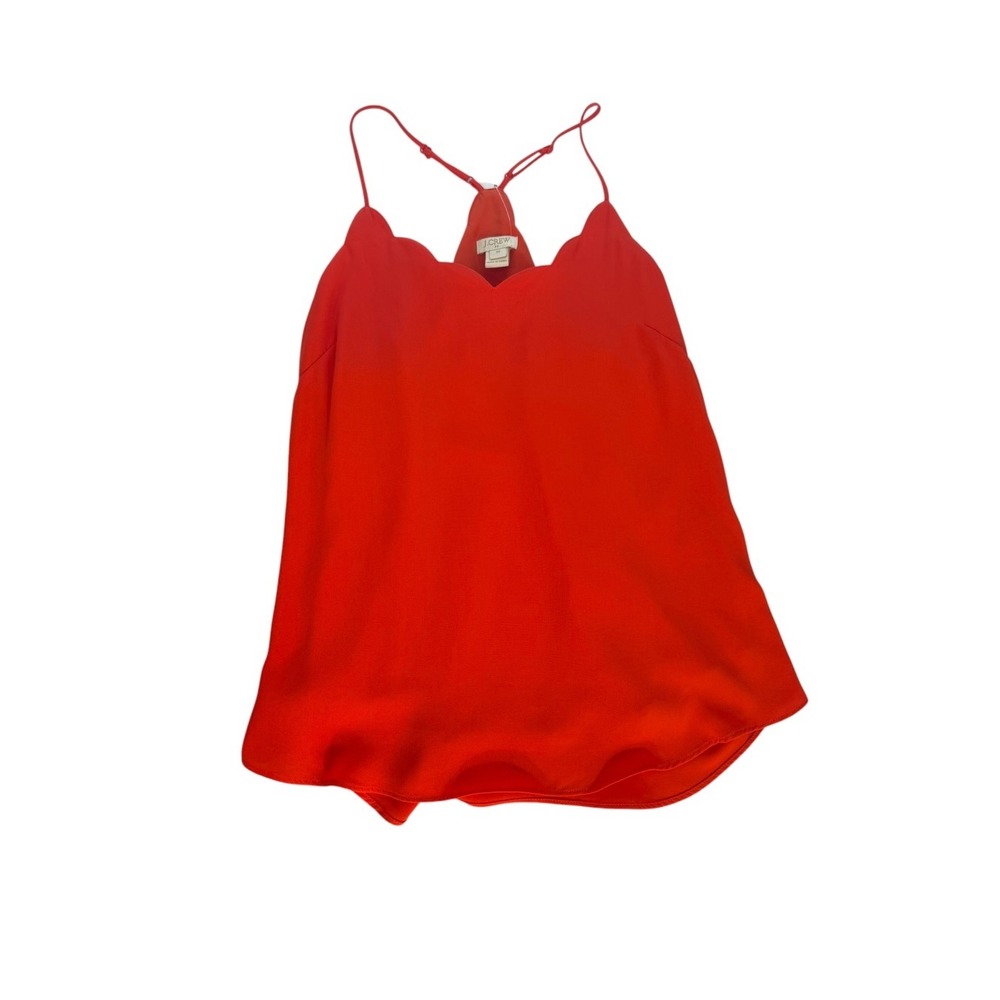 J.Crew Womens Scalloped Cami Top Red Orange G3367 Size 00 NWT